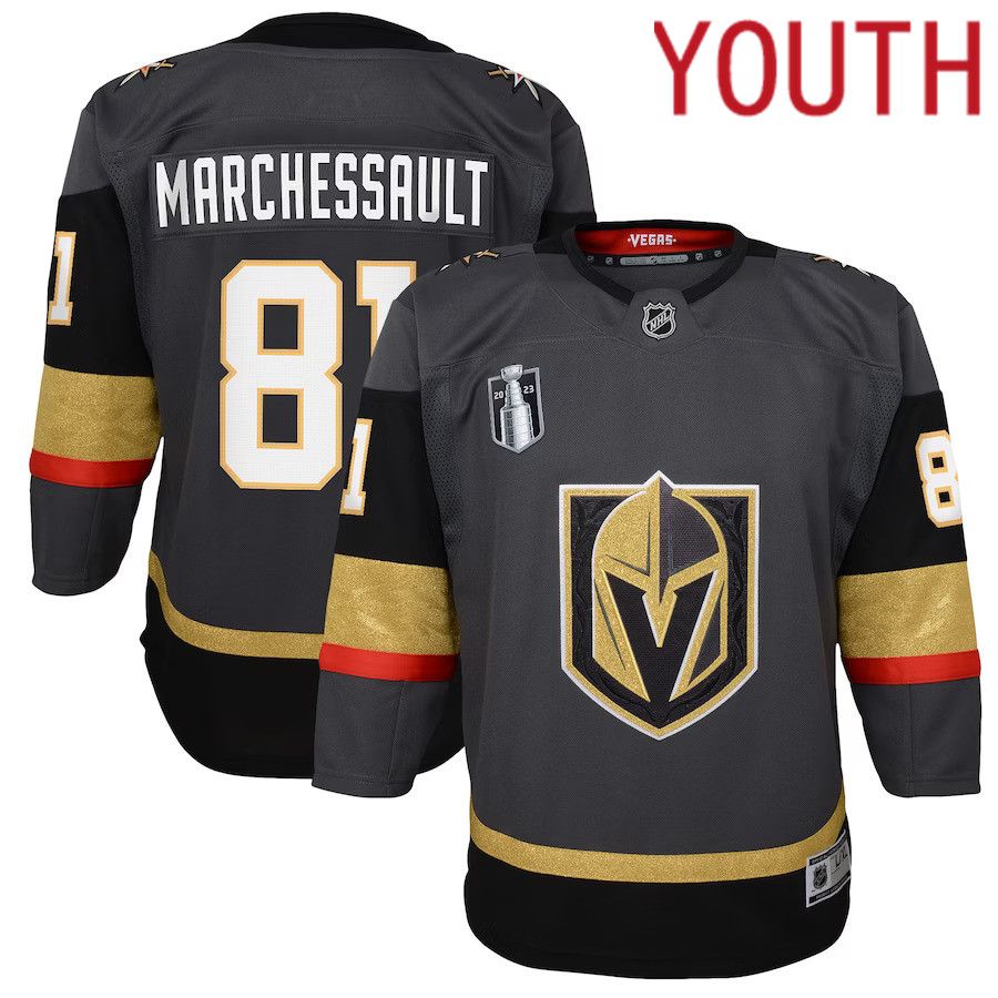 Youth Vegas Golden Knights #81 Jonathan Marchessault Black 2023 Stanley Cup Final Alternate Premier Player NHL Jersey